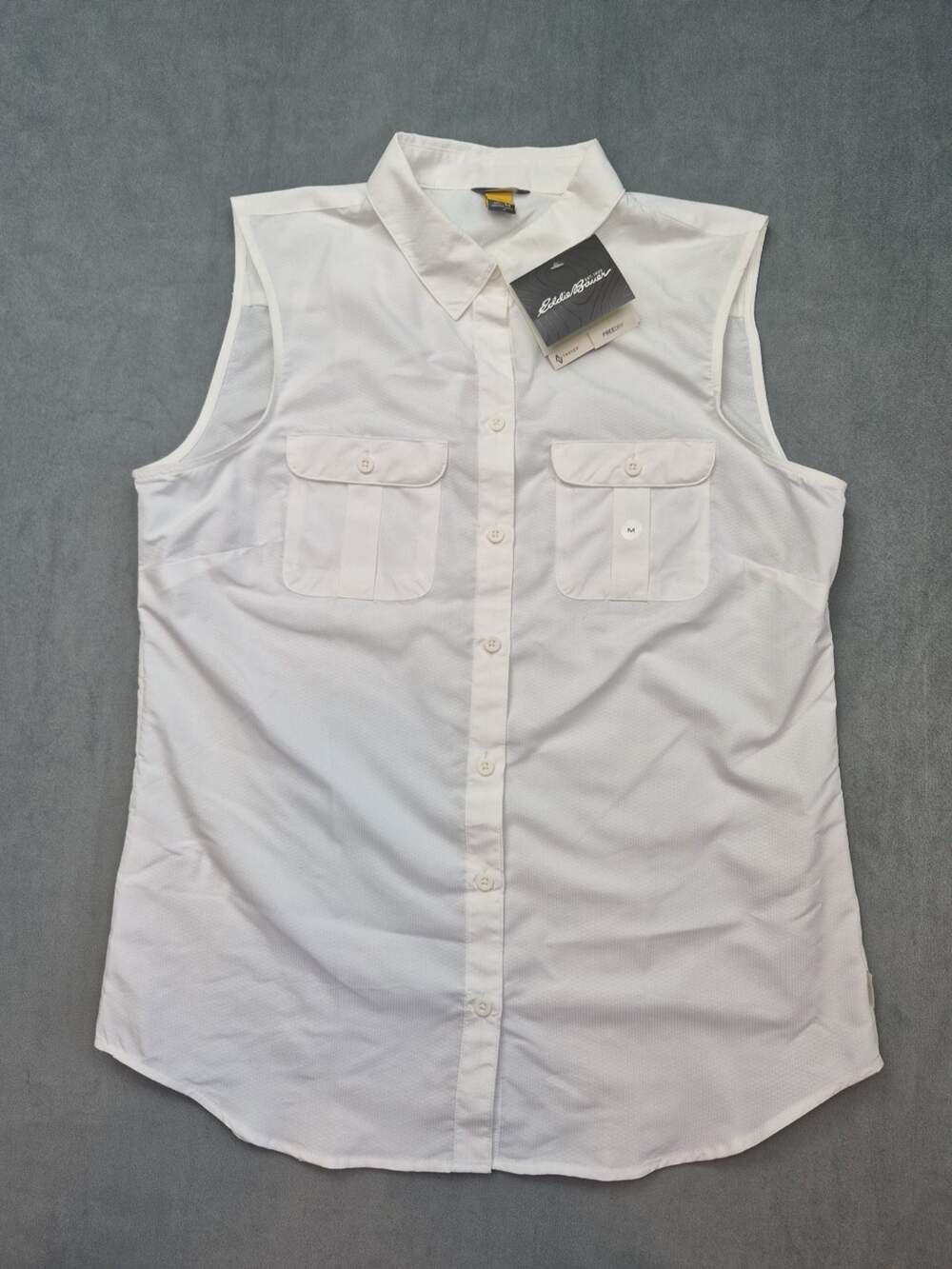 EddIe Bauer Textured Mountain Free Dry White Outdoor Gardening Sleeveless Top M